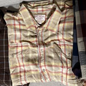 Filson Alaskan Guide Shirt SS Beige and Red Plaid Shirt